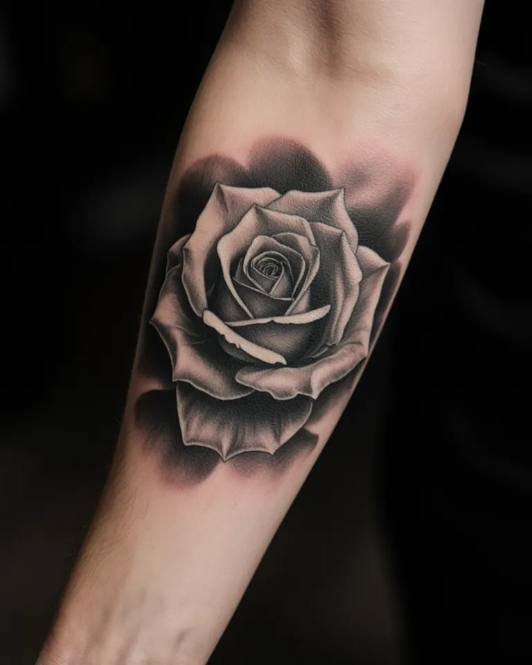 Illustration IA : rose en noir et gris